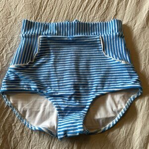 Seea High Waist Blue/white striped bikini bottom